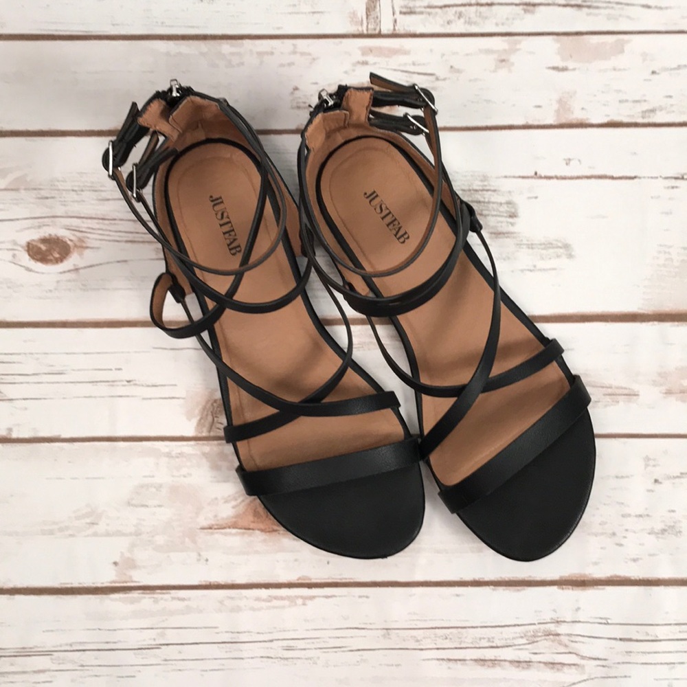 JustFab gladiator sandals w/ zipper